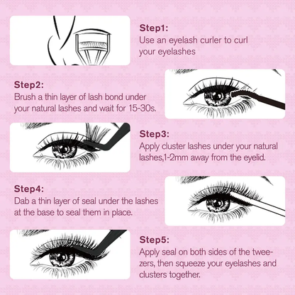 Lashes Cluster Vixen|Bunny Lash CLusters Kit Manga Lash Extension with Waterproof Long-lasting Lash Bond and Seal