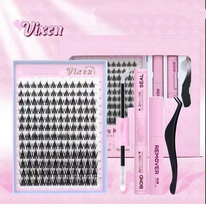 Lashes Cluster Vixen|Bunny Lash CLusters Kit Manga Lash Extension with Waterproof Long-lasting Lash Bond and Seal