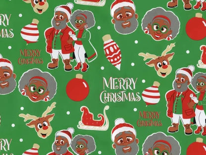 🔥LAST DAY 50% OFF - 🎅🏾Black Santa Christmas Gift Wrap Multipack - Set of 3 Rolls