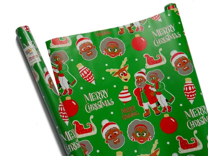 🔥LAST DAY 50% OFF - 🎅🏾Black Santa Christmas Gift Wrap Multipack - Set of 3 Rolls
